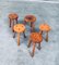 Brutalist Handcrafted Oak Tripod Stools, France, 1930s, Set of 5 6