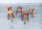 Brutalist Handcrafted Oak Tripod Stools, France, 1930s, Set of 5, Image 18