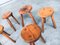 Brutalist Handcrafted Oak Tripod Stools, France, 1930s, Set of 5 3
