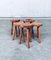 Brutalist Handcrafted Oak Tripod Stools, France, 1930s, Set of 5, Image 13