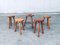 Brutalist Handcrafted Oak Tripod Stools, France, 1930s, Set of 5 16