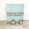 Vintage Industrial Blue Painted Wood Drawer Cabinet 8
