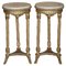 Antique Giltwood Marble Topped Jardiniere Plant Marble Stands, Set of 2 1