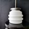 Danish Modern White Ribbed Glass Ceiling Lamp, 1960s 8