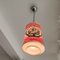 French Red Hand-Painted Glass Ceiling Lamp, 1950s, Image 7