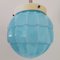 Small French Art Deco Blue Ribbed Opaline Glass Ceiling Lamp, 1940s 6