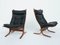 Black Leather Model Siesta High Back Armchairs by Ingmar Relling for Westnofa, 1960s, Set of 2 1