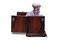 Rosewood and Amboyna Inlaid Tantalus Revealing 3-Cut Glass Decanters with Continental Silver Trims & Lids 1800s, Image 5