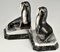 Art Deco Silvered Bronze Walrus Bookends by G.H. Laurent, 1925, Set of 2 3