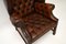 Antique Leather Wing Back Armchair 6