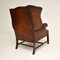 Antique Leather Wing Back Armchair 9