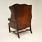 Antique Leather Wing Back Armchair 8
