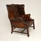 Antique Leather Wing Back Armchair 4