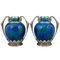 Art Deco Blue Ceramic & Bronze Vases by Paul Milet for Sèvres, 1920, Set of 2 1