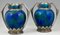 Art Deco Blue Ceramic & Bronze Vases by Paul Milet for Sèvres, 1920, Set of 2 2