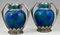 Art Deco Vasen aus blauer Keramik & Bronze von Paul Milet für Sèvres, 1920, 2er Set 2