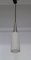 Vintage Ceiling Lamp with White Patterned Cylindrical Glass Screen, 1970s, Image 1