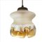 Small Mid-Century Frosted and Yellow Glass Ceiling Lamp, 1950s, Image 1