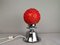 Moderne Tischlampe aus rotem Bubble Glas & Chrom, 1990er 1