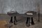 Pok Collection Hand Carved Solid Oak Side Table and Stool Set with Marble Gems by Soshiro, 2019, Set of 2 3