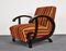 Hungarian Art Deco Armchair with High Gloss Lacquer Black Armrests, 1940s 1