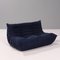 Dark Blue Togo Sofa Modules & Footstool by Michel Ducaroy for Ligne Roset, Set of 3 3
