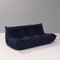 Dark Blue Togo Sofa Modules & Footstool by Michel Ducaroy for Ligne Roset, Set of 3 2