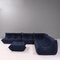 Dark Blue Modular Togo Sofa & Footstool by Michel Ducaroy for Ligne Roset, Set of 5 2