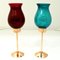 Swedish Candle Holders with Coloured Glass Domes from Gnosjö Konstsmide, 1960s, Set of 2 2