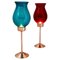 Swedish Candle Holders with Coloured Glass Domes from Gnosjö Konstsmide, 1960s, Set of 2 1