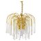 Vintage Brass Teardrop Chandelier with Crystal Murano Glass, 1970s, Image 1