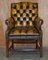 Restored Brown Leather Chesterfield Club Armchairs in the Style of Thomas Chippendale, Set of 8 3