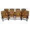 Restored Brown Leather Chesterfield Club Armchairs in the Style of Thomas Chippendale, Set of 8 1