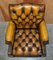 Restaurierte Braune Chesterfield Clubsessel aus Leder im Stil von Thomas Chippendale, 8er Set 7