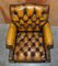 Restored Brown Leather Chesterfield Club Armchairs in the Style of Thomas Chippendale, Set of 8 7