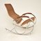 Rocking Chair Vintage en Rotin et Chrome, 1970s 4