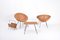 Italian Mid-Century Rattan Bowl Chairs with Side Table and Magazine Rack, Set of 4 4