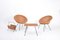 Italian Mid-Century Rattan Bowl Chairs with Side Table and Magazine Rack, Set of 4 1