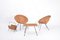 Italian Mid-Century Rattan Bowl Chairs with Side Table and Magazine Rack, Set of 4 2