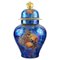 Large Lidded Jar in Blue Glazed Porcelain with Hand-Painted Fruits from Rosenthal, Image 1