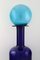 Large Vase Bottle in Blue Art Glass with Blue Ball by Otto Brauer for Holmegaard 2