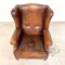Vintage Hand-Colored Buttoned Sheep Leather Wingback Armchair 6