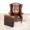 Vintage Hand-Colored Buttoned Sheep Leather Wingback Armchair 7
