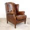 Vintage Hand-Colored Buttoned Sheep Leather Wingback Armchair 1