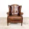 Vintage Hand-Colored Buttoned Sheep Leather Wingback Armchair 5