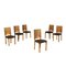 Art Deco Burl Veneer & Leatherette Dining Chairs, Italy, Set of 6 1