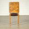 Art Deco Burl Veneer & Leatherette Dining Chairs, Italy, Set of 6, Image 9