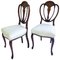 Antique Victorian Inlaid Mahogany Side Chairs, Set of 2 1