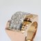 French Diamond Pavement 18 Karat Rose Gold Tank Ring, 1940s 7