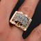 French Diamond Pavement 18 Karat Rose Gold Tank Ring, 1940s 12